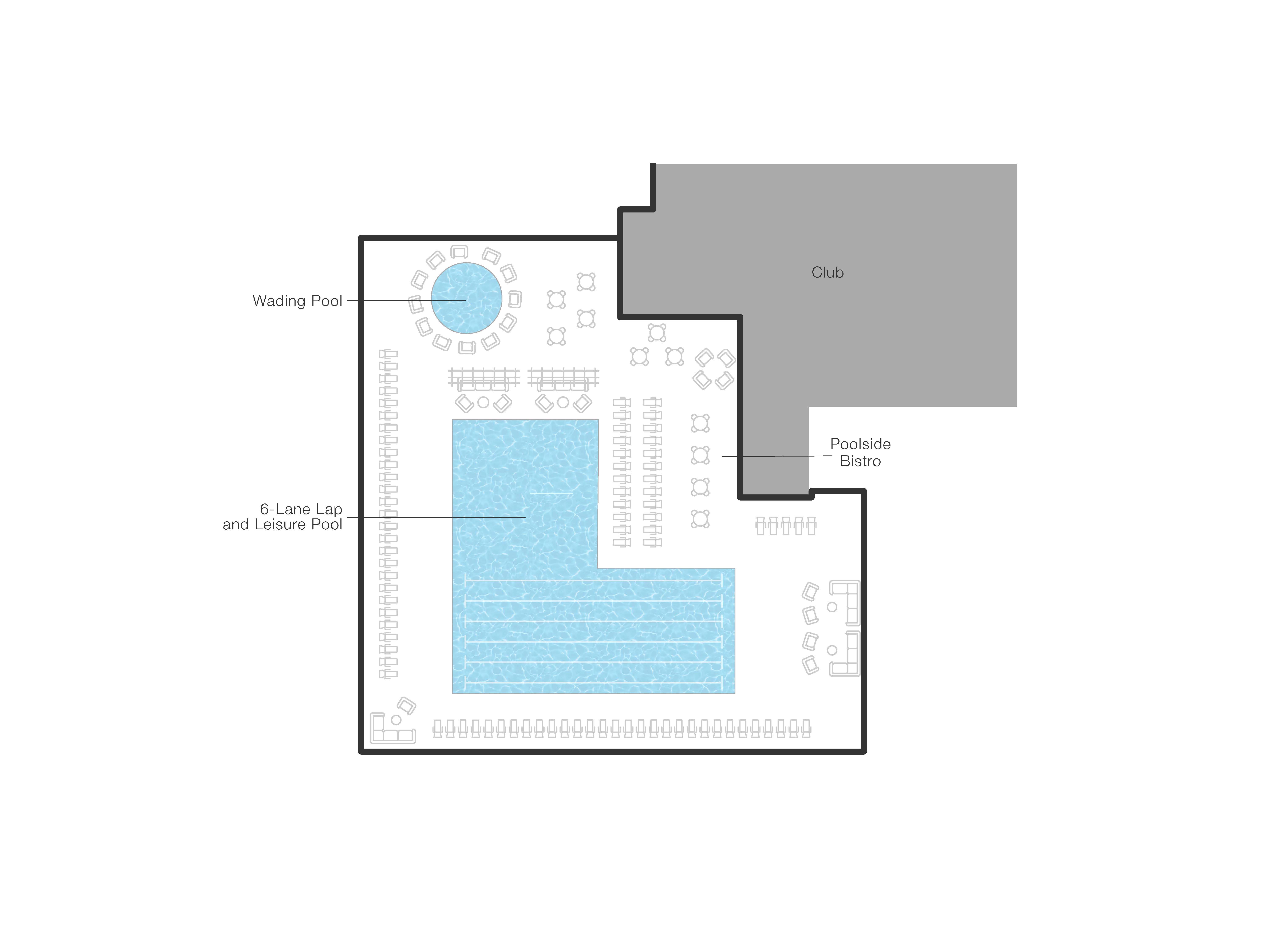 The second floor of Life Time Creve Coeur with outdoor leisure and whirlpool