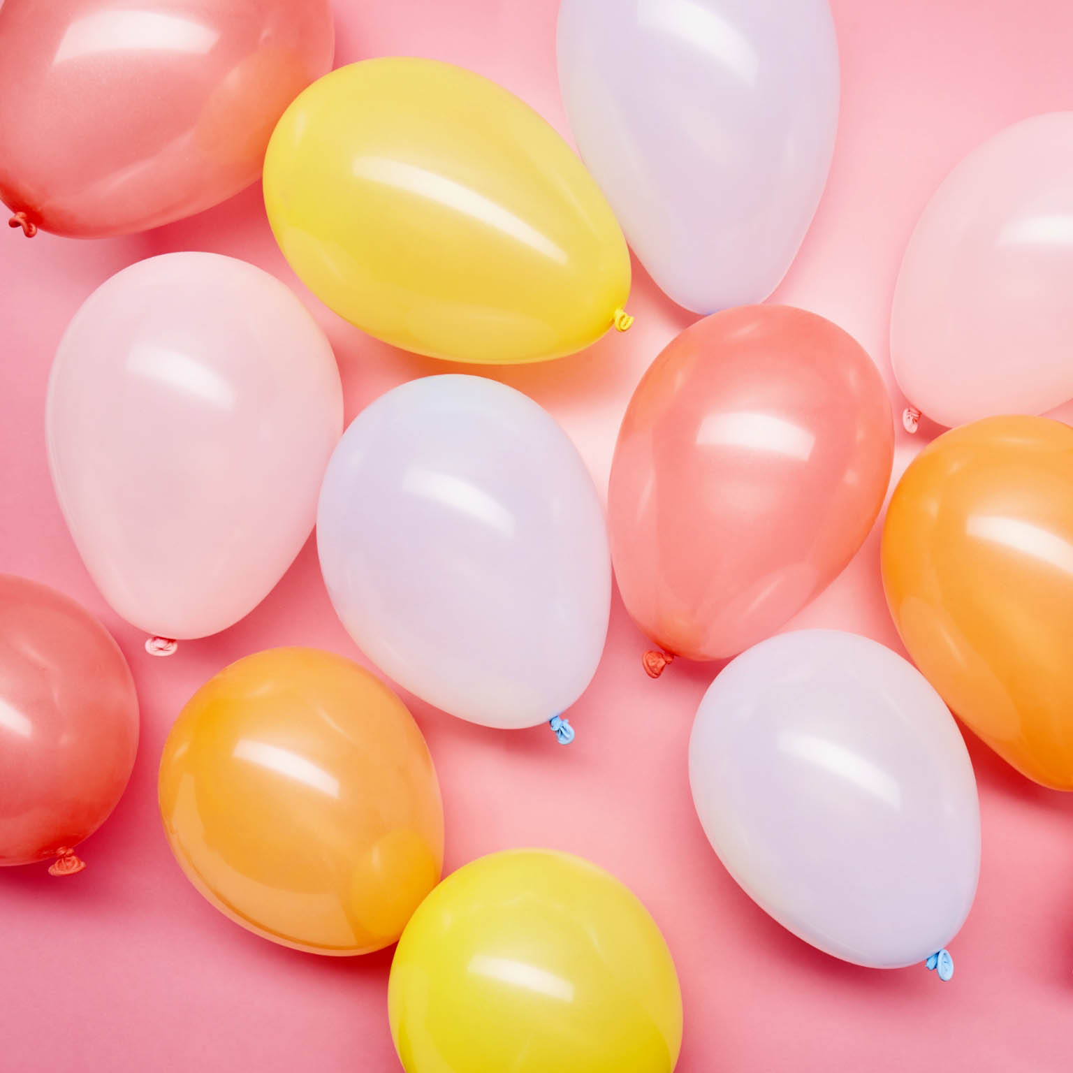 Multiple bright and colorful balloons