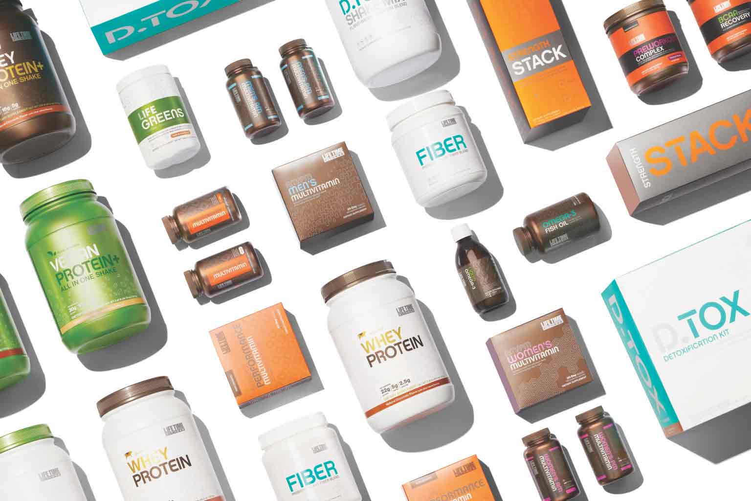 a grouping of Life Time supplements