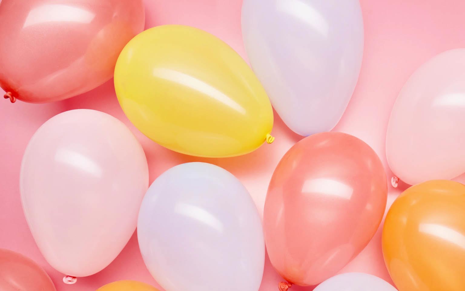 Multiple bright and colorful balloons