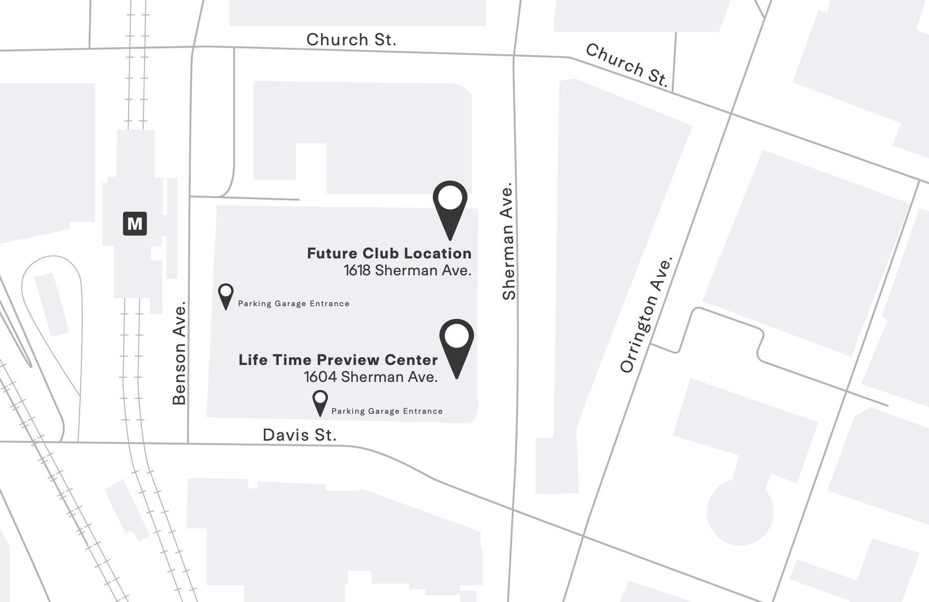 illustrative map of Life Time Evanston parking