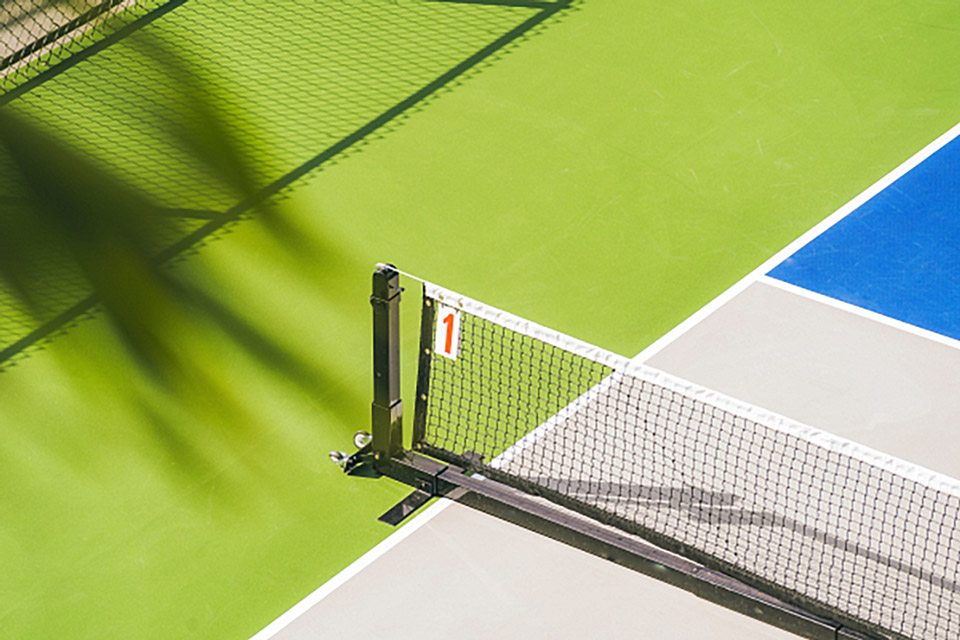 a pickleball court and net