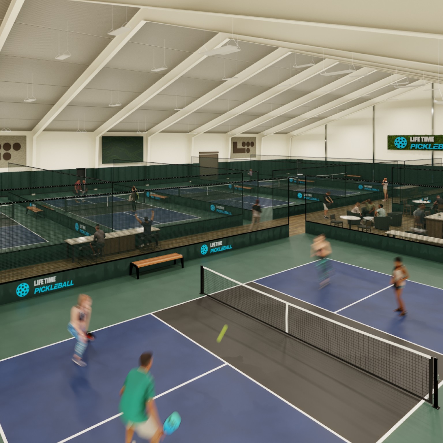 indoor pickleball courts at Life Time