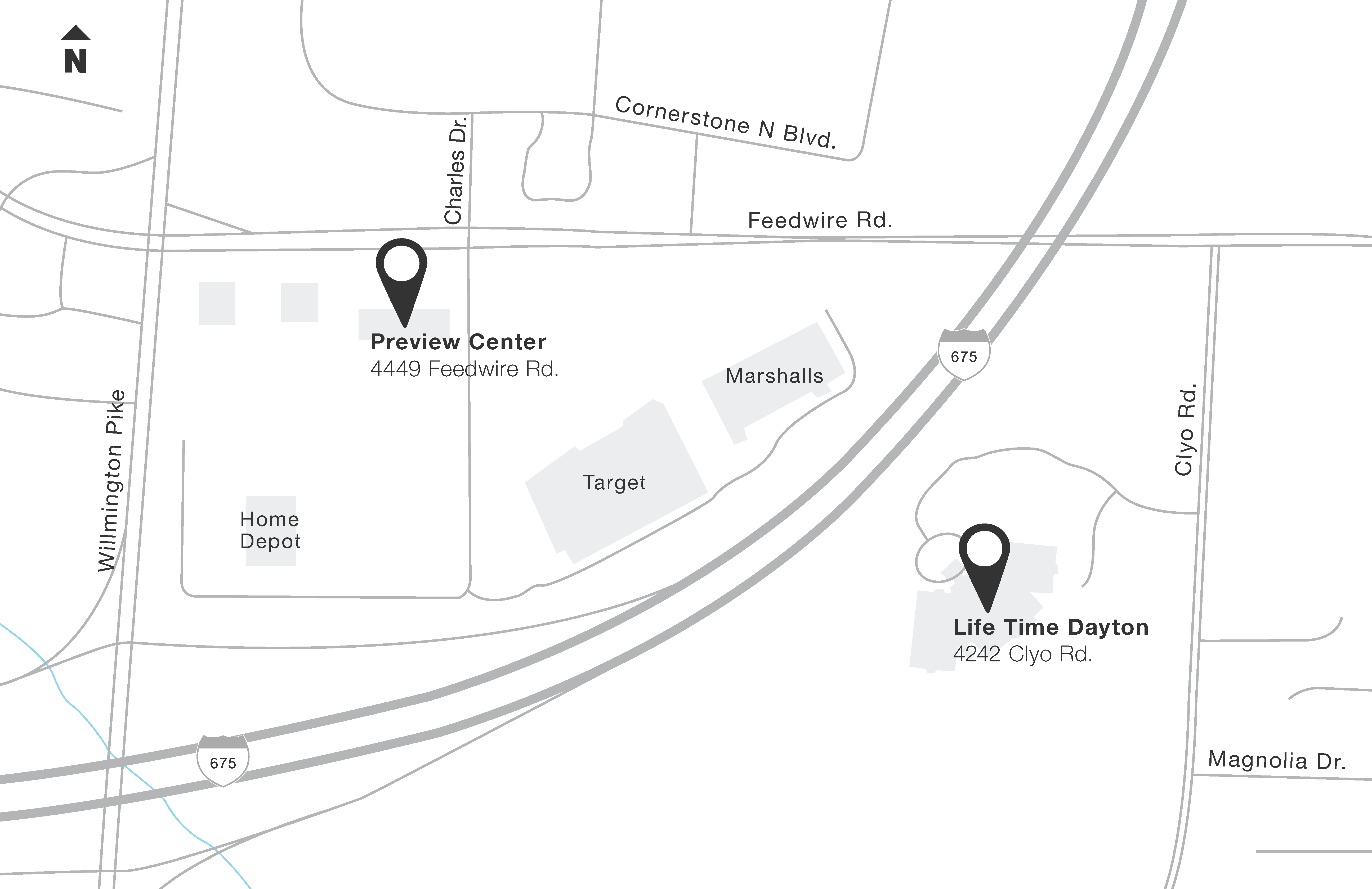 illustrative map of Life Time Dayton location
