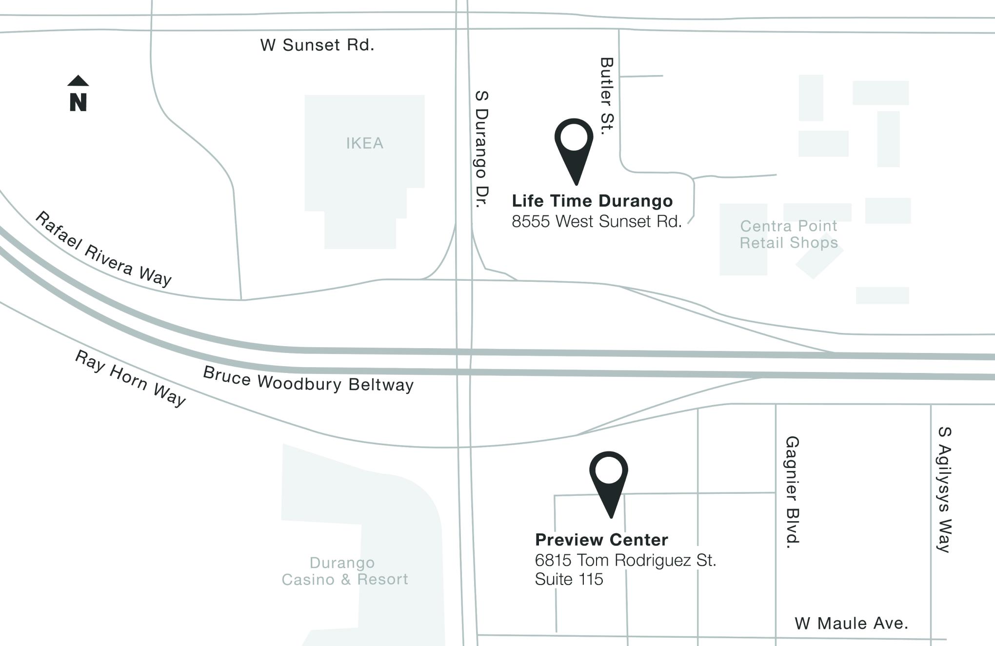 illustrative map of Life Time Durango location