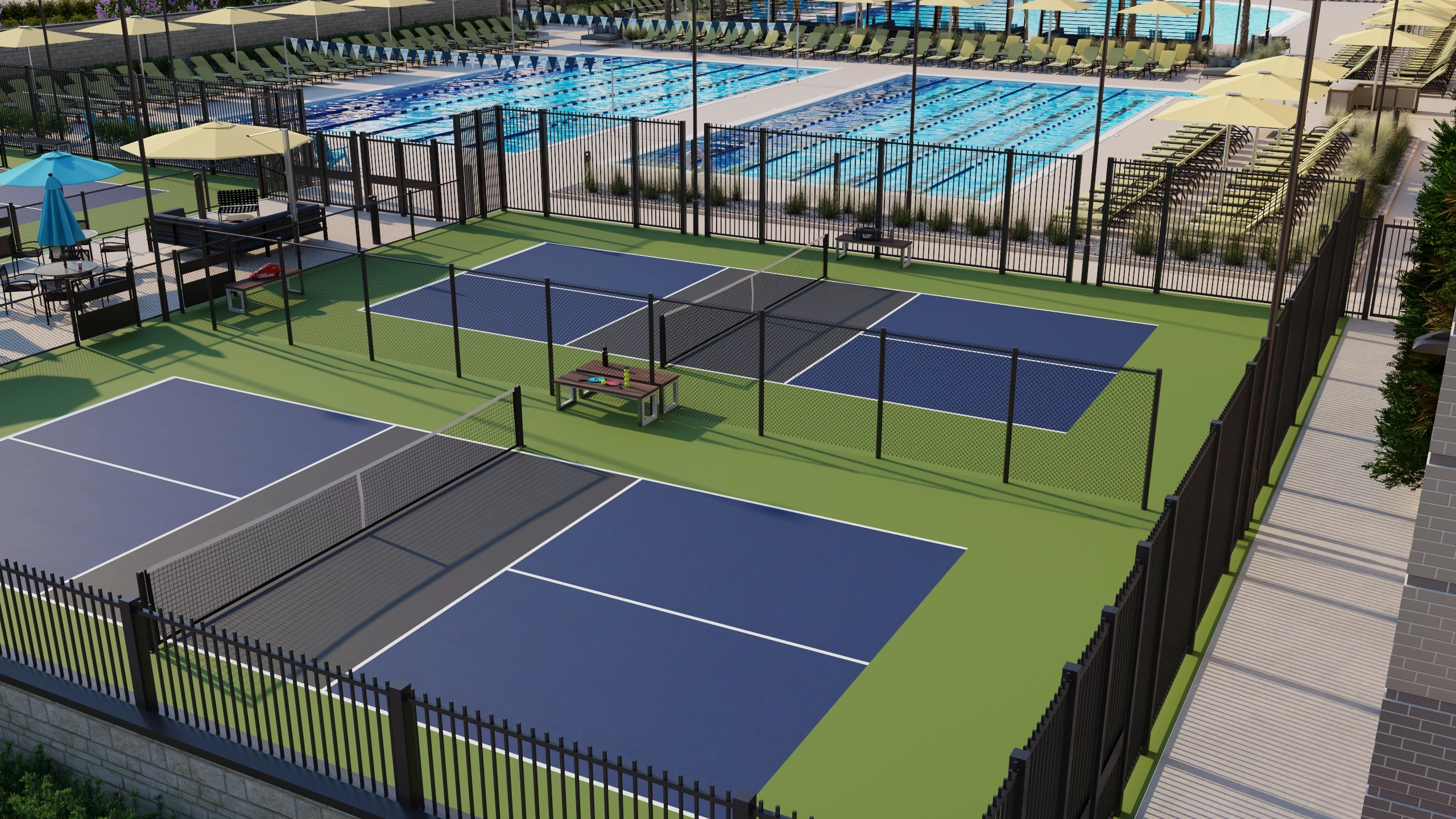 outdoor pickleball courts at Life Time