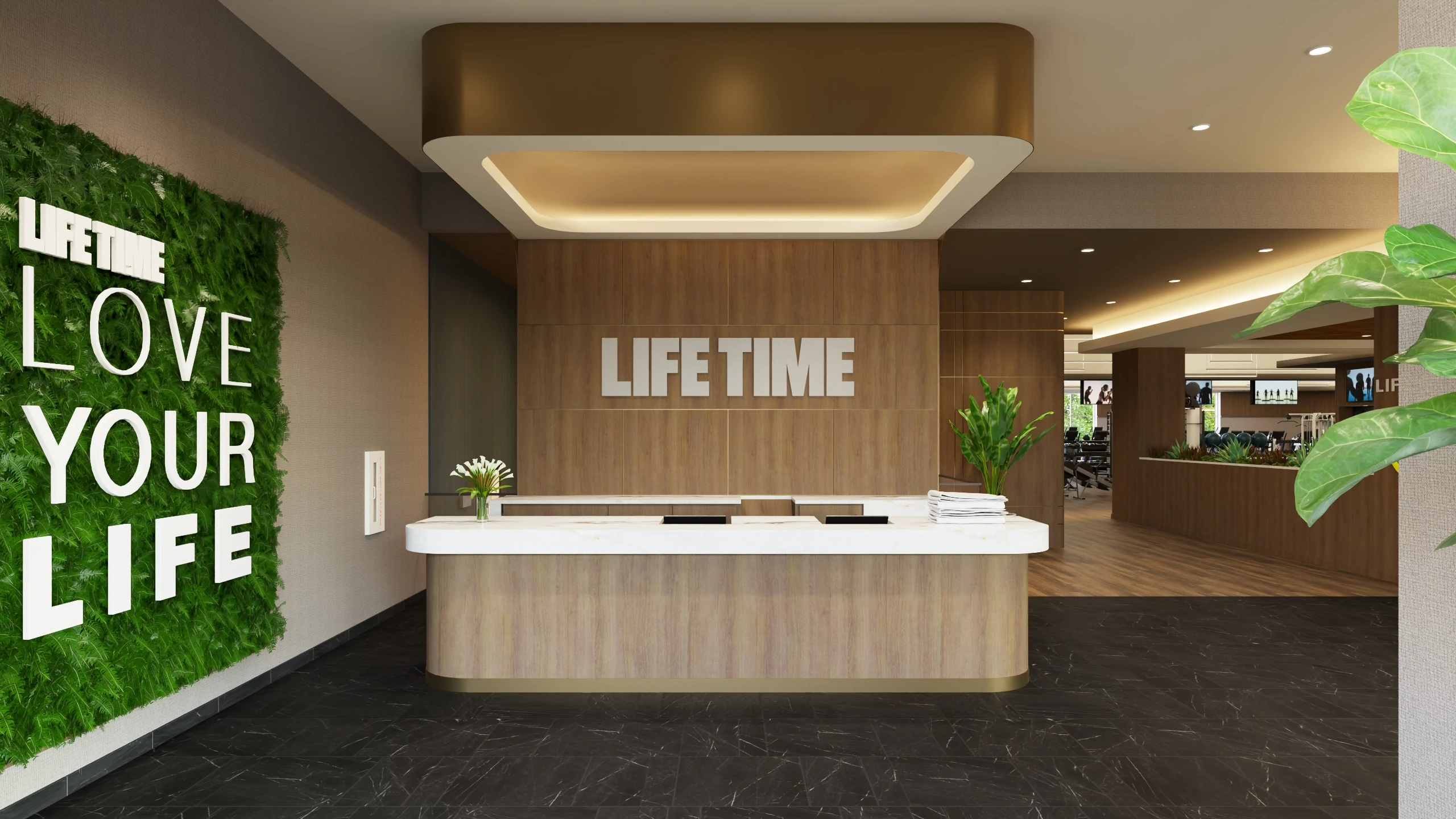 indoor front desk at Life Time