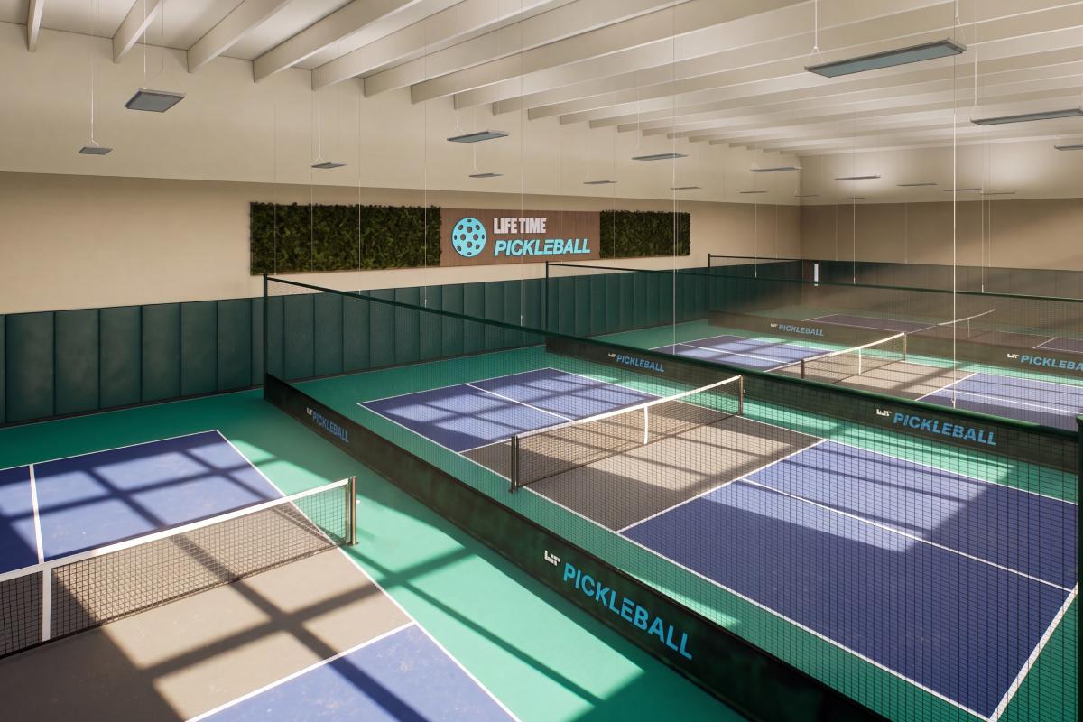 indoor pickleball courts at Life Time